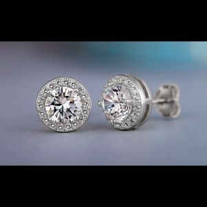3.4 CTTW Swarovski Sterling Halo Earrings